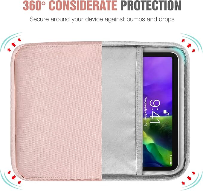 TiMOVO 9-11 Inch Tablet Sleeve Bag with Shoulder Strap for iPad 11-inch A16 2025, iPad 10th Gen. 10.9"/10.2", Galaxy Tab A9+/A11Plus 11", Pink