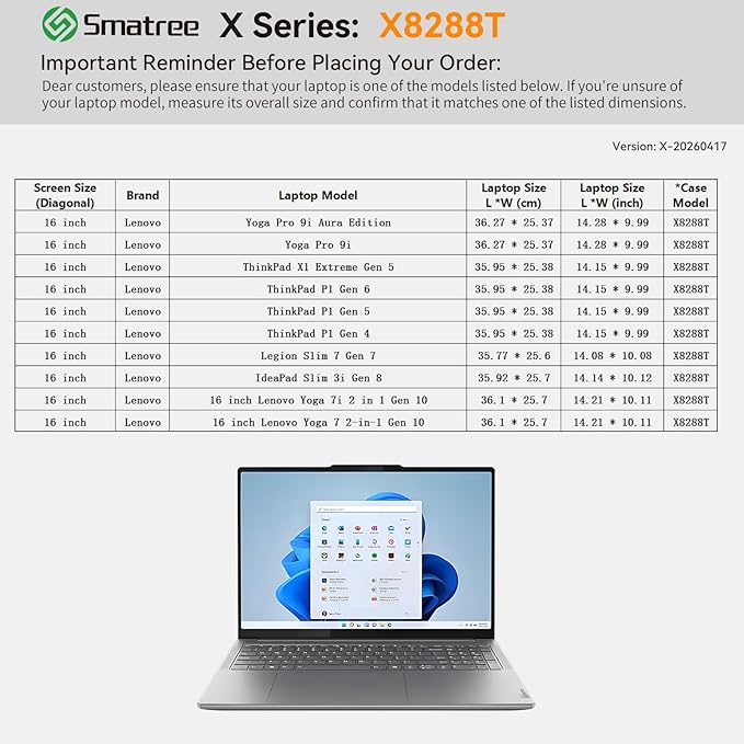 Smatree Hard EVA Protective Sleeve Case Compatible for 16 inch Lenovo ThinkPad P1 Gen 6/5/4, Legion 7a Gen 11, Yoga Pro 9i, ThinkPad X1 Extreme Gen5, IdeaPad Slim 3i Gen 8, Green(X8288TG)