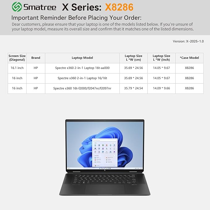Smatree Hard EVA Protective Sleeve Case Compatible for 16.1 inch HP Spectre x360 2-in-1 Laptop 16t, for 16 inch HP Spectre x360 16t/2-in-1 Laptop 16, Anti-Shock and Waterproof Case, White (X8286W)