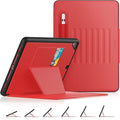 SEYMAC stock Case for iPad 6th/5th Generation/Air 2/Pro 9.7'', Strong Magnetic Auto Sleep Shockproof Case with Absorbing Multi-Angles Stand, Pen Holder, Card Slot (Red)