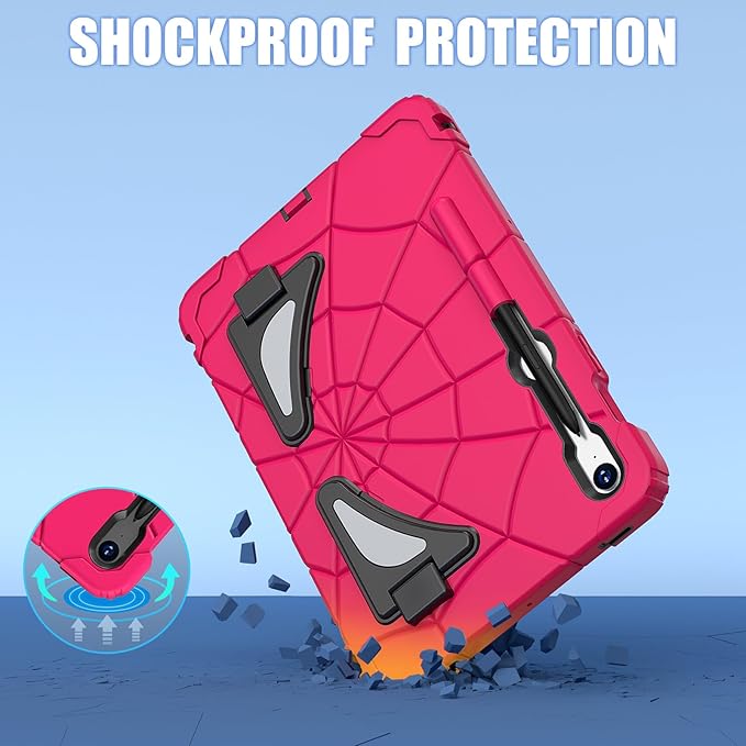 AKABEILA Compatible with Samsung Galaxy Tab S10 FE 2025/Tab S10 Lite 2025 Tablet Case，Lightweight Shockproof Rugged Protective Cover with Kickstand for Kids Children Boys Babies Strawberry Black