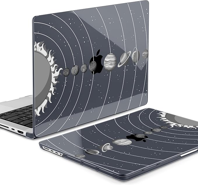 Batianda Case for New MacBook Pro 14 Inch M5 (2025 2026) & 2024 2023 Release [Model A3434 / A3112] - Ultra Slim 1.2mm Glossy Hard Shell Protective Skin Keyboard Cover 4-in-1 Bundle, Solar System Grey