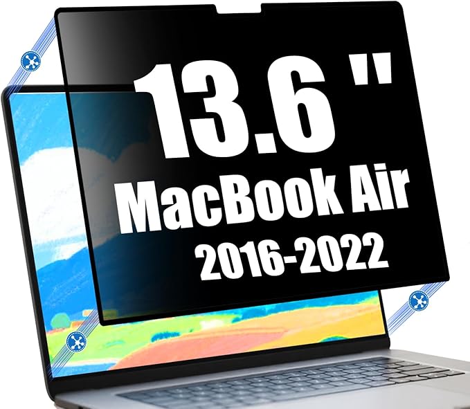 Nano-Suction Privacy Screen Protector for MacBook Air 13.6 Inch (2022-2025,M2, M3,M4) Removable Laptop Privacy Screen Shield