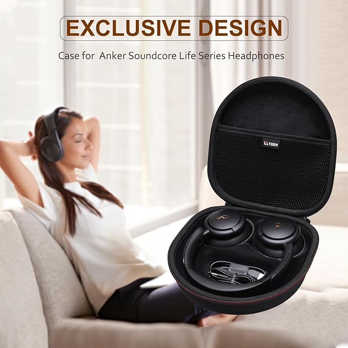 LTGEM Case Compatible with Anker Soundcore Life Q20i / Q20 / Q30 / Q45 Hybrid Active Noise Cancelling Headphones, Black