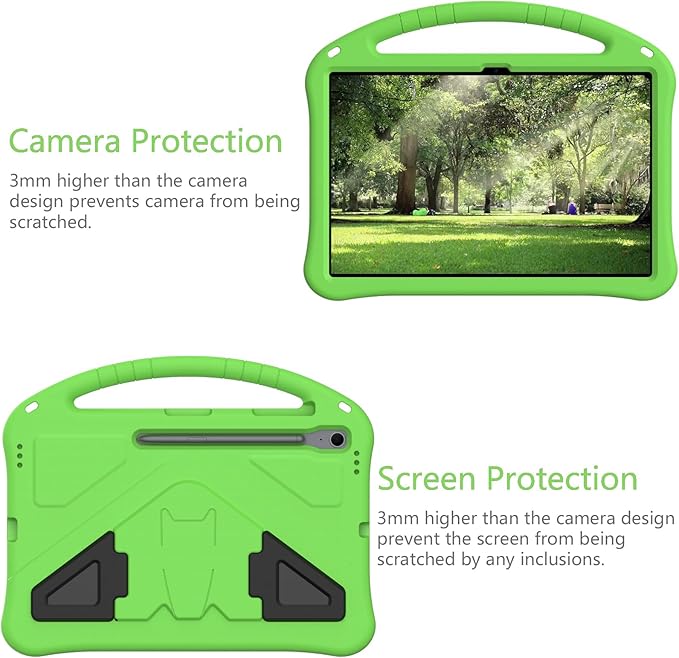 Kids Case for Samsung Galaxy Tab S10 FE+ (Plus) 13.1" 2025, Techcircle Light Weight Shock Proof EVA Foam Handle Rugged Stand Protective Cover, Green