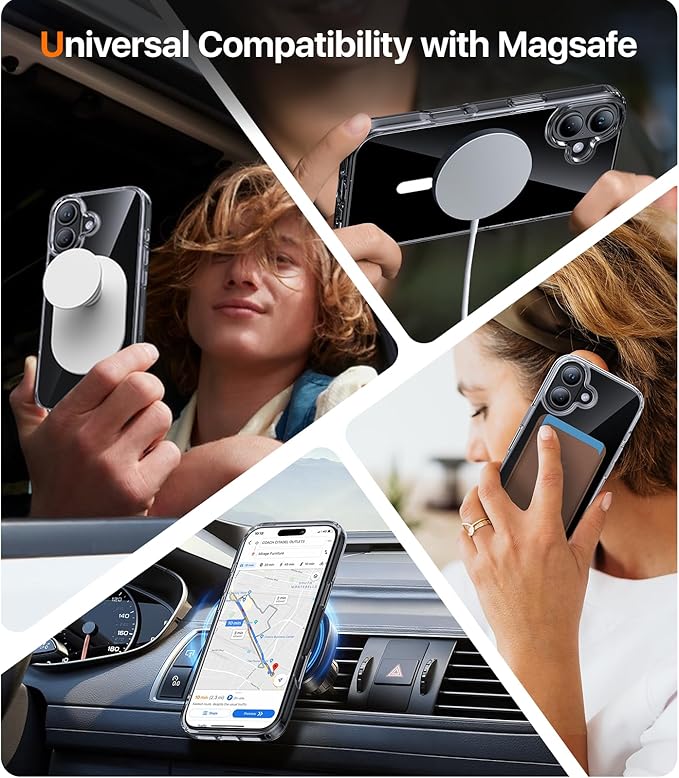Magnetic for iPhone 17 Case,[Anti-Slip][Compatible with MagSafe][Military Grade Drop Protection] Shockproof Protective Translucent Matte Phone Case for iPhone 17 Case,Clear