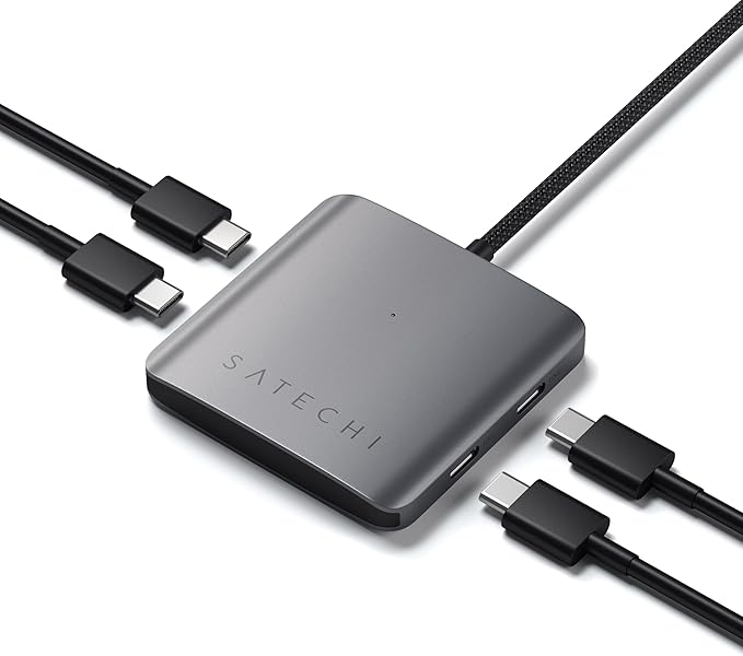 Satechi USB-C Hub: 4-in-1 with 100W Pass-Through & 10Gbps USB 3.2 for MacBook, iPad, Surface, Chromebook & More