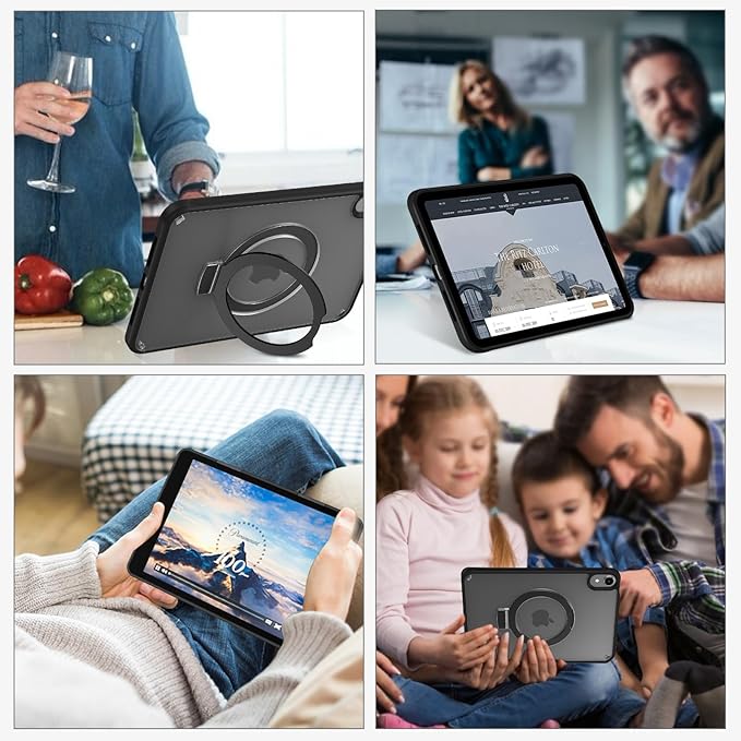 GUAGUA for iPad Mini 7 Case 2024 (A17 Pro), iPad Mini 7th/6th Generation Case with Stand(2024/2021) 8.3'' Translucent Matte Back Slim Shockproof Protective Kickstand Case for iPad Mini 7th/ 6th, Black