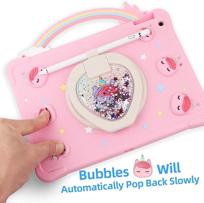 [Super Cute Rainbow Unicorn Case] Cytec Kids Adorable Case for iPad Pro 11 inch (1st, 2nd, 3rd & 4th Gen) 2018/2020/2021/2022 with 360° Rotating Stand