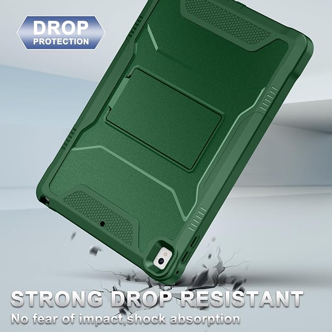 Soke Case for iPad 6th/5th Generation 9.7 Inch 2018/2017,with Built-in Screen Protector and Kickstand, Rugged Full-Body Heavy Duty Protective Cover for Apple iPad Air 2 /Pro 9.7 - Alpine Green