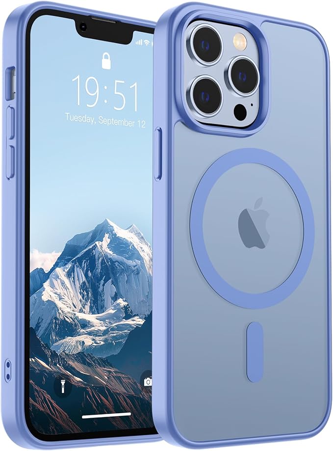 SUPFINE Magnetic for iPhone 13 Pro Case (Compatible with MagSafe) (Military Grade Drop Protection) Slim Translucent Matte Shockproof with Anti-Fingerprint Phone Case,Blue Purple