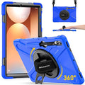 BRAECN for Samsung Galaxy Tab S10 Plus Case 2024/S9 Plus/S9 FE+/S8 Plus/S7 Plus /S7 FE 12.4 Inch,Heavy Duty Shockproof Case with S Pen Holder&360 Rotating Hand Strap/Kickstand Shoulder Strap,Blue