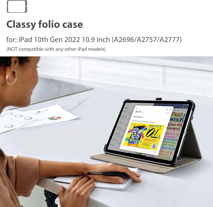 ProCase for iPad A16 11th Generation 11 Inch 2025/iPad 10th Generation Case 10.9 Inch 2022, iPad 11/10 PU Leather Case Business Stand Cover Smart Folio with Hand Strap Front Pocket Pen Loop -Black