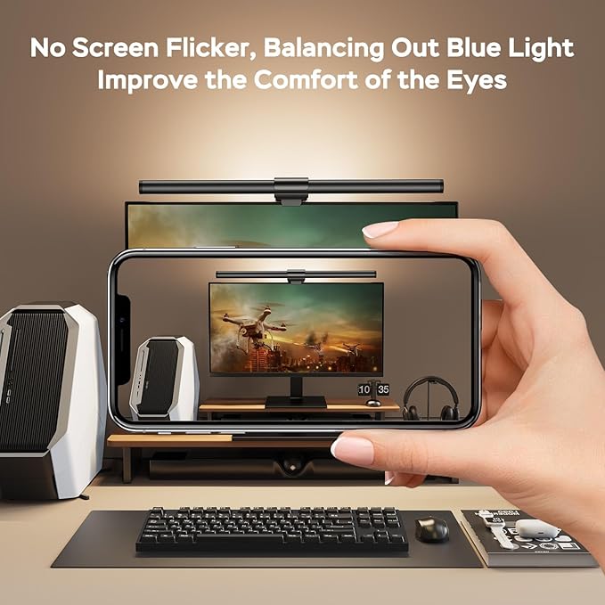 OOWOLF Monitor Light Bar with Remote, Ra95 Computer Monitor Lamp for Eye Caring, USB Reading Lamp Task Lamp, Dimmable Light Bar with Backlight, No Glare Space Saving Home Office 16.14" 1-Pack