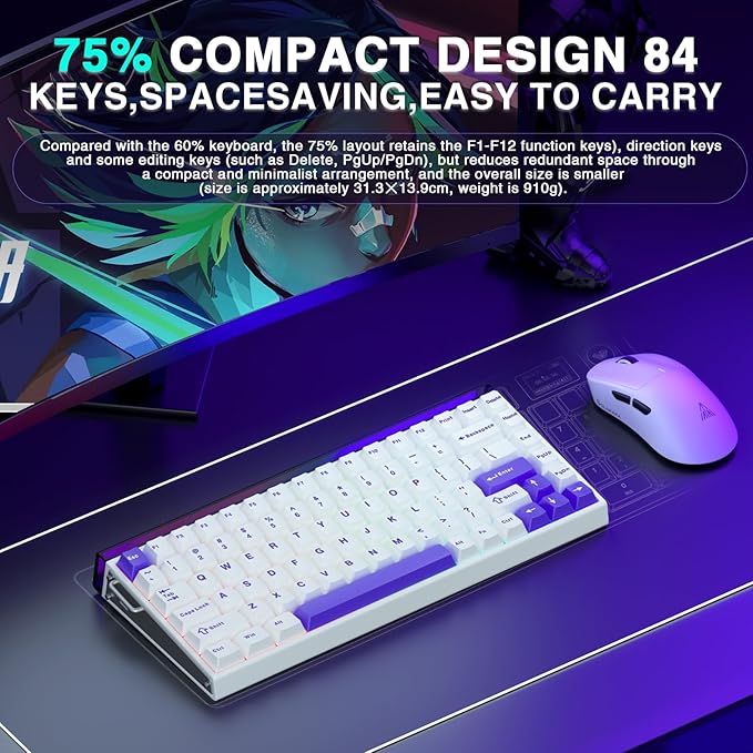Aula Hero 84 HE - 75% Mechanical Gaming Keyboard Wired, Magnetic Switches Hot Swappable Hall Effect Keyboard, Rapid Trigger Mode 8000Hz Polling Rate, RGB Neon Light Box, Gamers Keyboards for PC/Mac