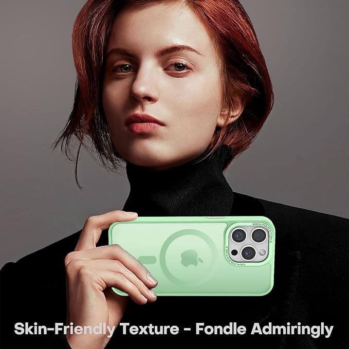 Newfuture Upgraded Magnetic for iPhone 15 Pro Max Case [Compatible with Magsafe] [Mil-Grade Protection], Pocket-Friendly, Slim Translucent Phone Case Cover for iPhone 15 Pro Max 6.7", Matcha Green