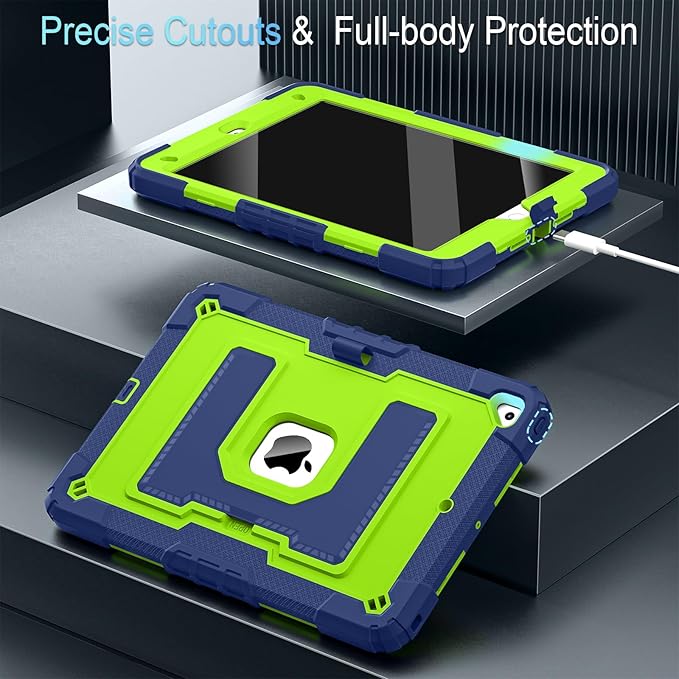 for iPad 9th/ 8th/ 7th Generation 10.2 Inch (2021/2020/ 2019) iPad Case 9th Generation with Pencil Holder,Heavy Duty Shockproof Cover for i Pad 9th/8th/7th Gen,Navy Green