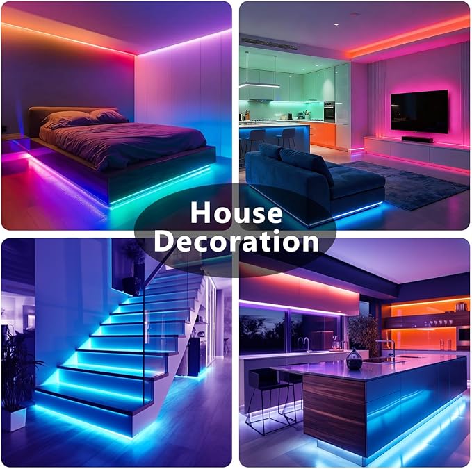 DAYBETTER Led Strip Lights 50 ft, Music Sync RGB Led Light Strips with Remote and App Control, Color Changing Led Lights for Bedroom, Home, Kitchen, Party, Room Decor