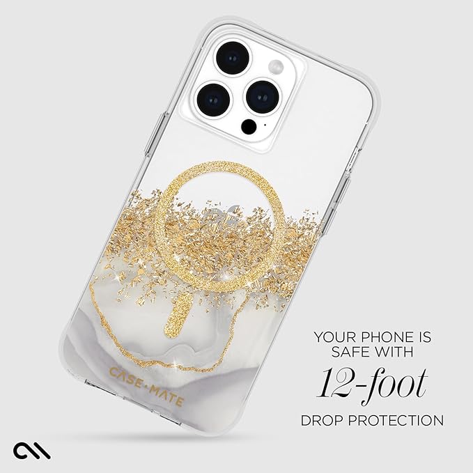 Case-Mate iPhone 15 Pro Max Case - Karat Marble [12ft Drop Protection] [Compatible with MagSafe] Magnetic Cover with Cute Bling Sparkle for iPhone 15 Pro Max 6.7", Anti-Scratch, Shock Absorbent, Slim