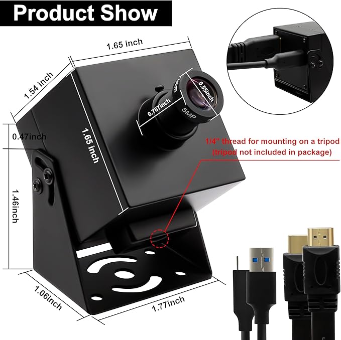 4K HDMI USB3.0 Camera Simultaneous Output 60fps H.264 Webcam with 25° Narrow Angle Lens, 2X Digital Zoom Plug and Play for Video Conference Industrial TV