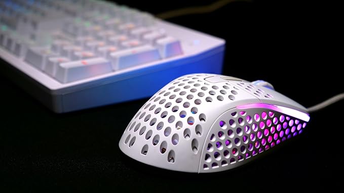 Xtrfy M4 RGB, Ultra-Light Wired Gaming Mouse, Ergonomic Design for Right-Handers, Cutting-Edge Pixart 3389 Sensor, Adjustable RGB Lighting, White Edition