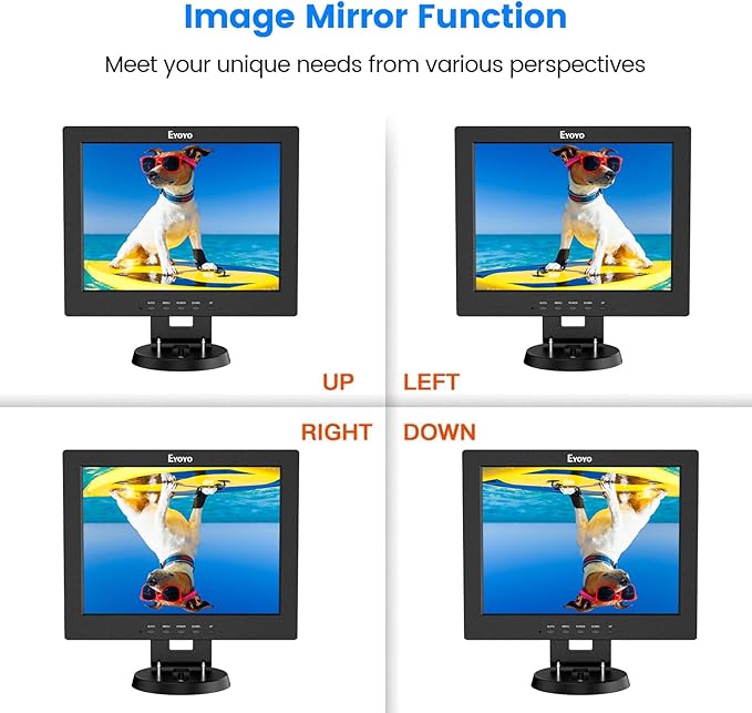Eyoyo 12 Inch HDMI Monitor with BNC VGA AV HDMI Input 800x600 Portable 4:3 TFT LCD Mini HD Color Screen with Built-in Speaker