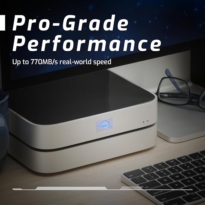 OWC 8TB (8.0TB HDD 7200 RPM Drive) miniStack STX, Upgradeable,Stackable Expansion Solution and Thunderbolt Hub/Mini Dock for Mac Studio, Mac mini and Other Devices. Silver