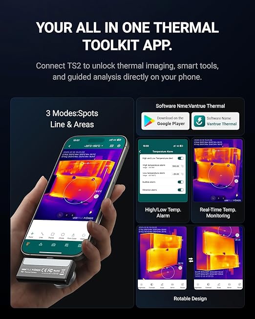 Thermal Camera for iPhone & Android, Thermal Imaging Camera 512x384 Super Resolution, Infrared Camera 8mm Macro Manual Focus, -4°F~1022°F Temp Range, Perfect for Home HVAC Inspection