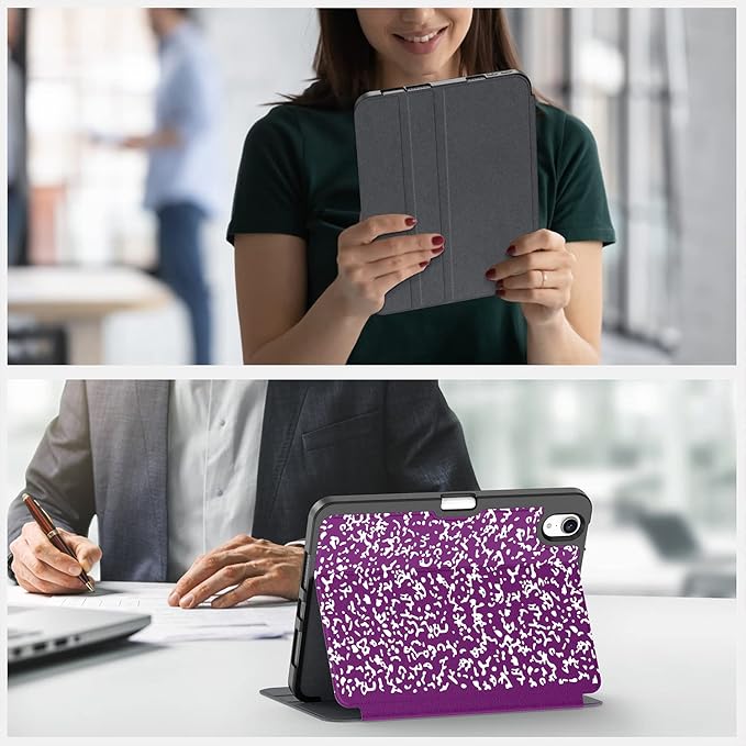 Supveco Case for iPad mini 7 (A17 Pro) 2024/iPad Mini 6 2021 8.3 Inch with Pencil Holder-[Auto Wake/Sleep],Slim Protective Case with Soft TPU Back Cover for iPad mini 7th/6th Generation(Purple)