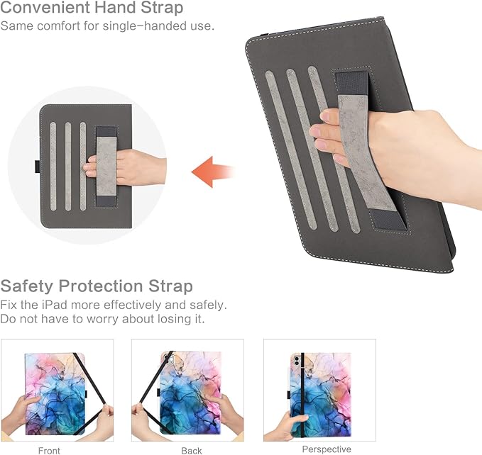 Vimorco for iPad Air M4/M3/M2 11 Inch Case 2026/2025/2024,for iPad Air 5th/4th Gen Cover 10.9-inch, for iPad Pro 11 Inch Case 4th/3rd/2nd/1st Generation Pencil Holder/Hand Strap/Pocket, Watercolor Art