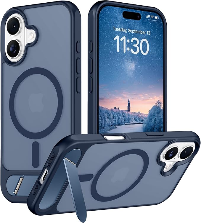 Magnetic Compatible with iPhone 16 Case, [Built-in Invisible Kickstand][Compatible with MagSafe] [Military Grade Shockproof] Slim Translucent Matte Phone Case for iPhone 16 6.1"