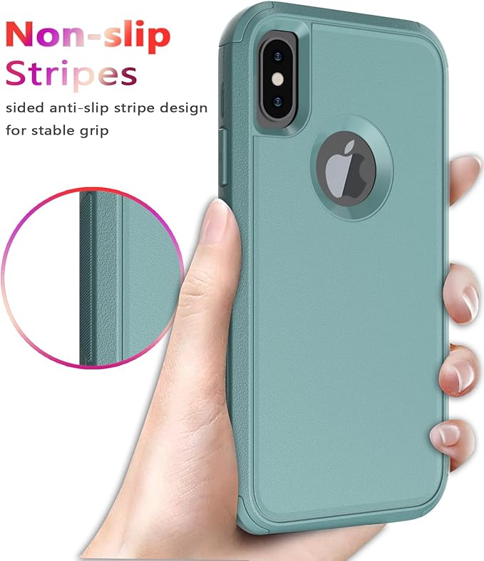 Diverbox for iPhone X Case/iPhone Xs Case [Shockproof] [Dropproof] [Tempered Glass Screen Protector ] Heavy Duty Protection Phone Case Cover for Apple iPhone X/XS (Pine Green)