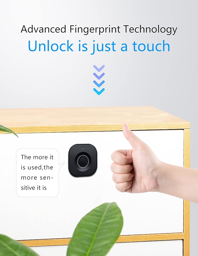 SUMNEW Fingerprint Cabinet Lock, Smart Biometric, Fit for Keyless Hidden File Drawer Wardrobe, Child Safety Electric Fingerprint Lock, DIY Wooden Furniture Privacy for Home Office