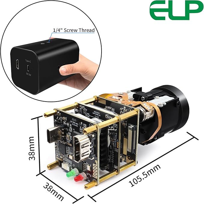ELP 12X Zoom 4K 30fps USB Camera Module 1080P 60fps HDMI USB Webcam Autofocus Manual Zoom Infrared Remote Control PC Camera H.265 H.264 High Speed Webcamera for Church Streaming Video Conference