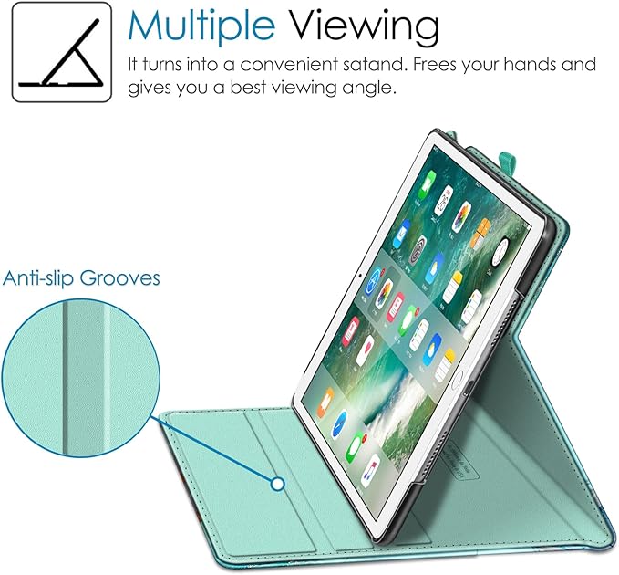 Fintie Case for iPad Air (3rd Gen) 10.5" 2019 / iPad Pro 10.5" 2017- [Sleek Shield] Premium PU Leather Slim Fit Multi Angle Stand Cover with Pocket, Pencil Holder, Auto Wake/Sleep, Emerald Marble