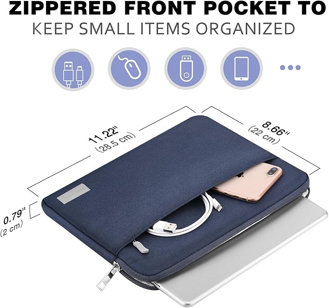 MoKo 9-11 Inch Tablet Sleeve Bag Carrying Case Fits New 11 inch iPad Air M3, iPad A16 2025, iPad Pro 11 M4/Air M2, iPad Air 5/4/3th, iPad 10/9/8/7th, Indigo