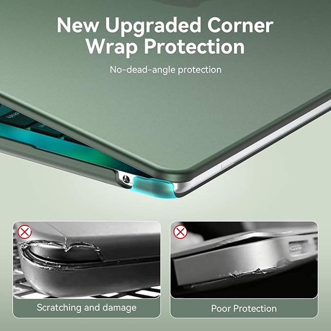 EooCoo Case Compatible with MacBook Air 13 inch M5 2026-2022 M4 M3 M2 A3449 A3240 A3113 A2681, Matte Hard Shell Scratch Resistant Protective Cover Compatible for MacBook Air 13.6 inch, Midnight Green
