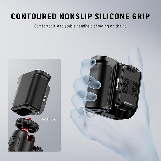NEEWER AC034 Side Handle Only for AC014 Cage Compatible with DJI Osmo Action 5 Pro/4/3, Modular Quick Release Magnetic Action Camera Mount Adapter with Grip & Cold Shoe Shutter Extender Bar, Black