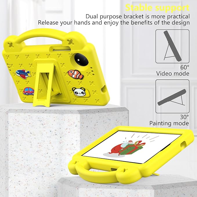 AKABEILA Compatible with Xiaomi Redmi Pad SE 8.7 4G 2024 Tablet Case, Lightweight Shockproof Protective Case with Shoulder Strap & Stand Handle & Pen Tray Yellow