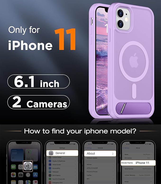 Magnetic Compatible with iPhone 11 Phone Case, [Built-in Invisible Kickstand][Compatible with MagSafe] [Military Grade Shockproof] Slim Translucent Matte Phone Case for iPhone 11 6.1"