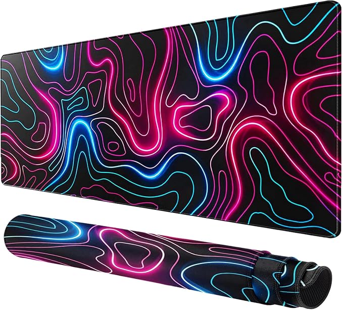 Rcege Large Mouse Pad for Desk - Gaming Mouse Pad with Stitched Edges, Anti-Slip Base for Keyboard and Mouse(Dazzle Red, 31.5L x 15.8W inches)