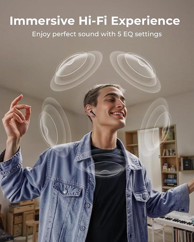 Wireless Earbuds, Ear Buds Active Noise Cancelling with Charging Case, 6.0 Bluetooth Earbuds with AI Clear Calls, 40H Playtime for Sports & Working, Stereo Sound Headphones for iPhone/Android-Raven