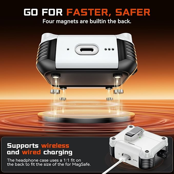 Inesore Compatible with AirPods Pro 3 Generation Case,Secure Lock & Phone Stand Design,Compatible with MagSafe,Automatic Snap Switch Secure Cover for New AirPods Pro 3rd (2025)-White
