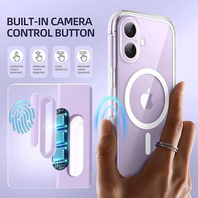 BERFY for iPhone 17 Case, Compatible with MagSafe, Built-in Privacy Screen Protector, Camera Protection, Shockproof Full Body Phone Case 6.3", Clear