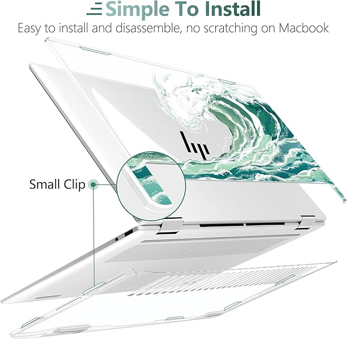 Premium Crystal Clear Case for HP Envy x360 16-inch 2-in-1 Laptop 2024 Release, Creative Patterns Ultra-Slim Lightweight Scratch-Resistant Hard Shell with Professional Protection, Wave
