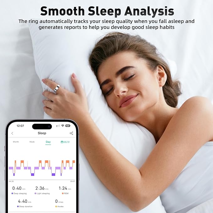 Smart Ring with Sleep Monitoring, Step Counting, Heart Rate, Blood Oxygen for iOS and Android, No Subscription Fee, IP68 Waterproof Health Tracker (Black, 11)
