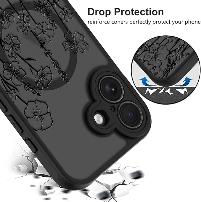 KANGHAR Case Compatible with iPhone 17 Florals Pattern [Compatible with Magsafe] Cute Blooming Flowers Protective Magnetic Case for Girls Women Men