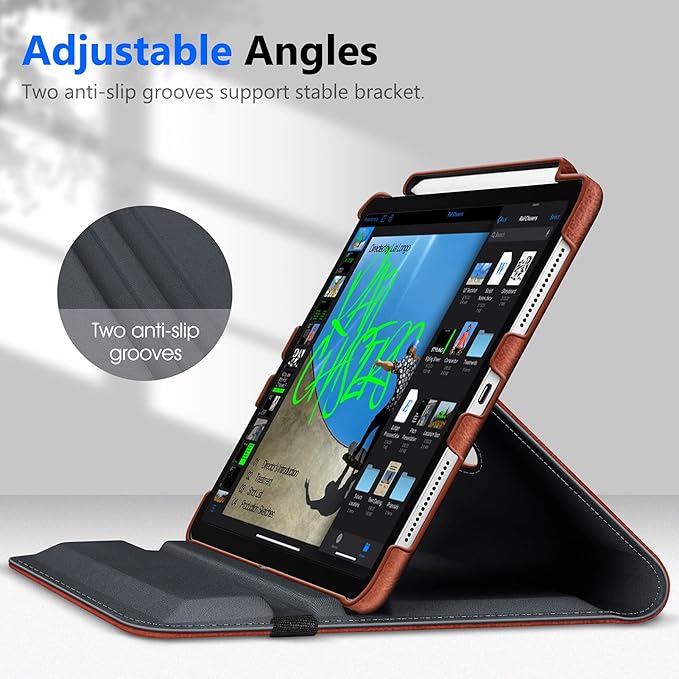 Fintie Rotating Case for iPad Pro 11-inch (4th / 3rd Generation) 2022/2021-360 Degree Swiveling Stand Cover w/Pencil Holder, Auto Sleep/Wake, Also Fit iPad Pro 11" 2nd/1st Gen, Vintage Brown