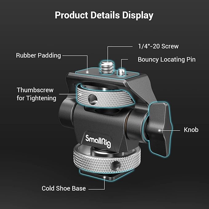 SmallRig Field Monitor Mount Holder Swivel and Tilt Adjustable with Cold Shoe Mount for 5" and 7" Monitor
