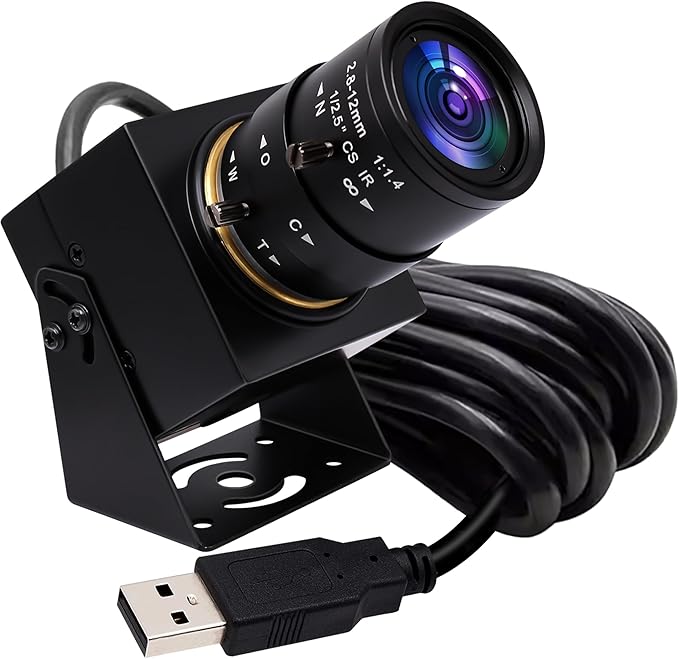 ELP 4K USB Camera with Microphone Manual Zoom Webcam 2.8-12mm Variable Focus PC Webcamera Mini UVC USB2.0 IMX317 USB Security_Camera 8mp Industrial Close-up Web_Cameras for Computer Raspberry Pi